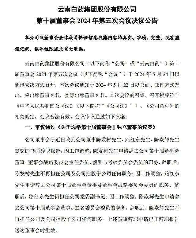 云南白药董事陈发树等人辞职企业治理与市场反应的深度分析